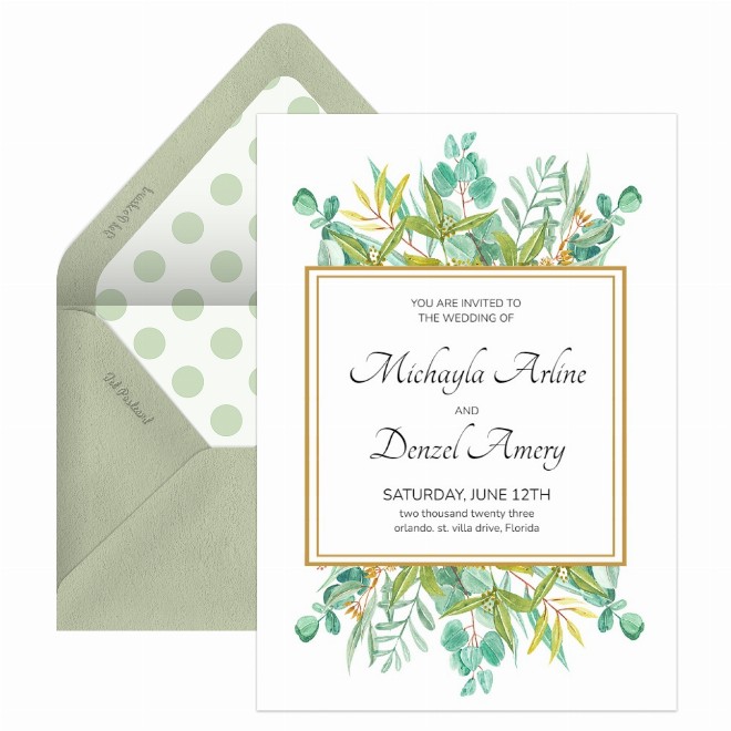 green wedding invitations Card